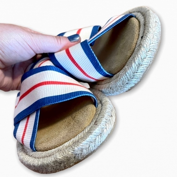 Joules Keighley Blue Stripe Cross Strap Espadrille Sandals US Size 7 - Picture 5 of 6